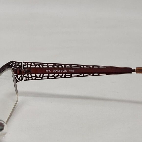 BEAUSOLEIL M163 EYEGLASSES FRAME PARIS HALF RIMLESS RED METAL 52 18 135 - Picture 5 of 6
